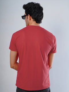 Red Plain Half Sleeves Men’s Round Neck T-Shirt (TEE-100)