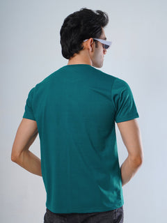 Turquoise Plain Half Sleeves Men’s Round Neck T-Shirt (TEE-102)