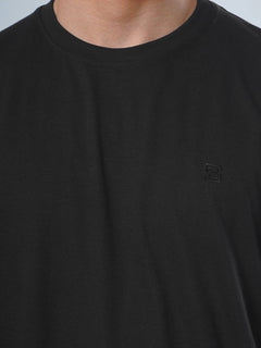 Black Plain Half Sleeves Men’s Round Neck T-Shirt (TEE-105)