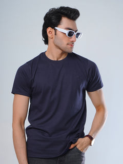 Navy Blue Plain Half Sleeves Men’s Round Neck T-Shirt (TEE-106)