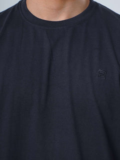 Navy Blue Plain Half Sleeves Men’s Round Neck T-Shirt (TEE-106)