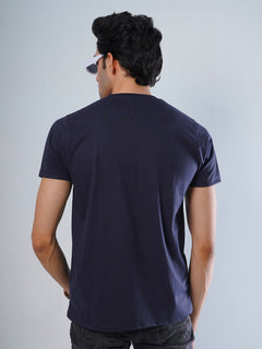 Navy Blue Plain Half Sleeves Men’s Round Neck T-Shirt (TEE-106)