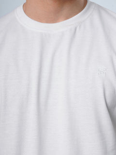 White Plain Half Sleeves Men’s Round Neck T-Shirt (TEE-107)