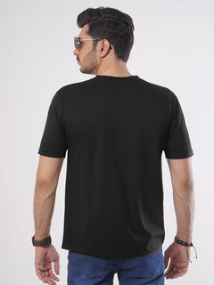 Black Plain Half Sleeves Men’s Round Neck T-Shirt (TEE-77)