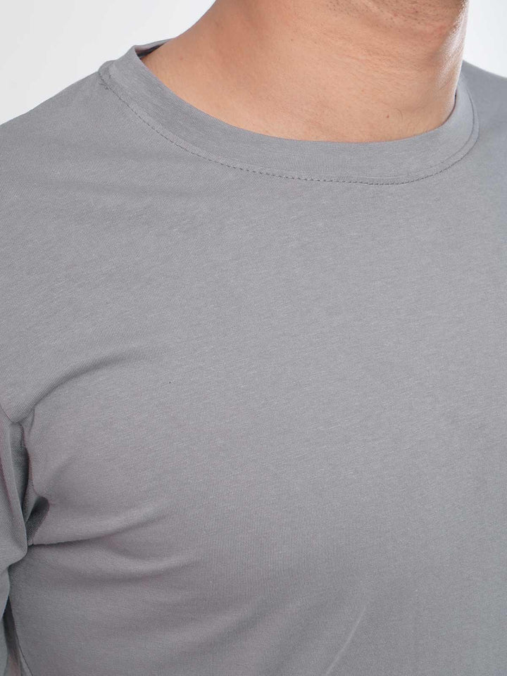 Grey Plain Half Sleeves Men’s Round Neck T-Shirt (TEE-90)