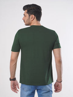 Dark Green Plain Half Sleeves Men’s Round Neck T-Shirt (TEE-91)