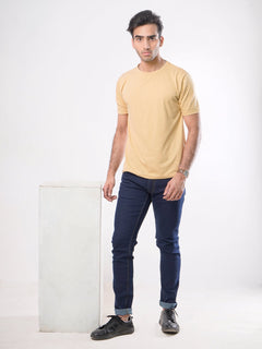 Yellow Plain Half Sleeves Men’s Round Neck T-Shirt (TEE-58)