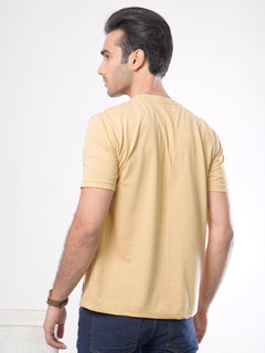 Yellow Plain Half Sleeves Men’s Round Neck T-Shirt (TEE-58)