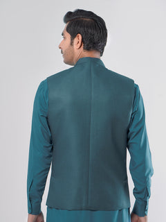 Dark Green Self Exclusive Range Tropical Formal Waist Coat (WC-156)