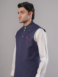 Dark Blue Plain Exclusive Range Tropical Formal Waist Coat (WC-161)