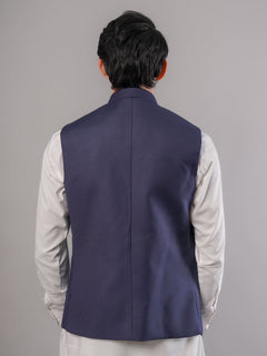 Dark Blue Plain Exclusive Range Tropical Formal Waist Coat (WC-161)