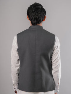 Dark Grey Self Exclusive Range Tropical Formal Waist Coat (WC-162)