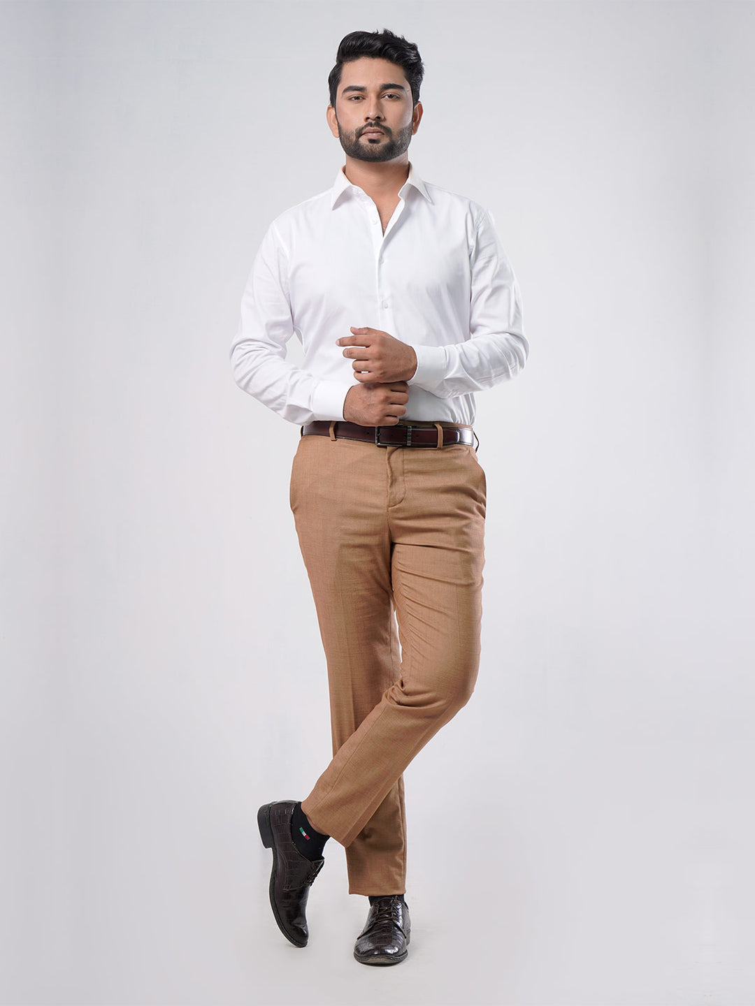 Wood Brown Plain Formal Dress Trouser (WTR-286)