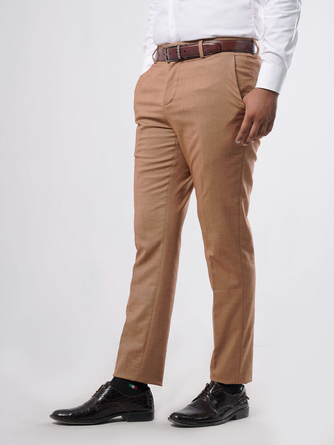 Wood Brown Plain Formal Dress Trouser (WTR-286)