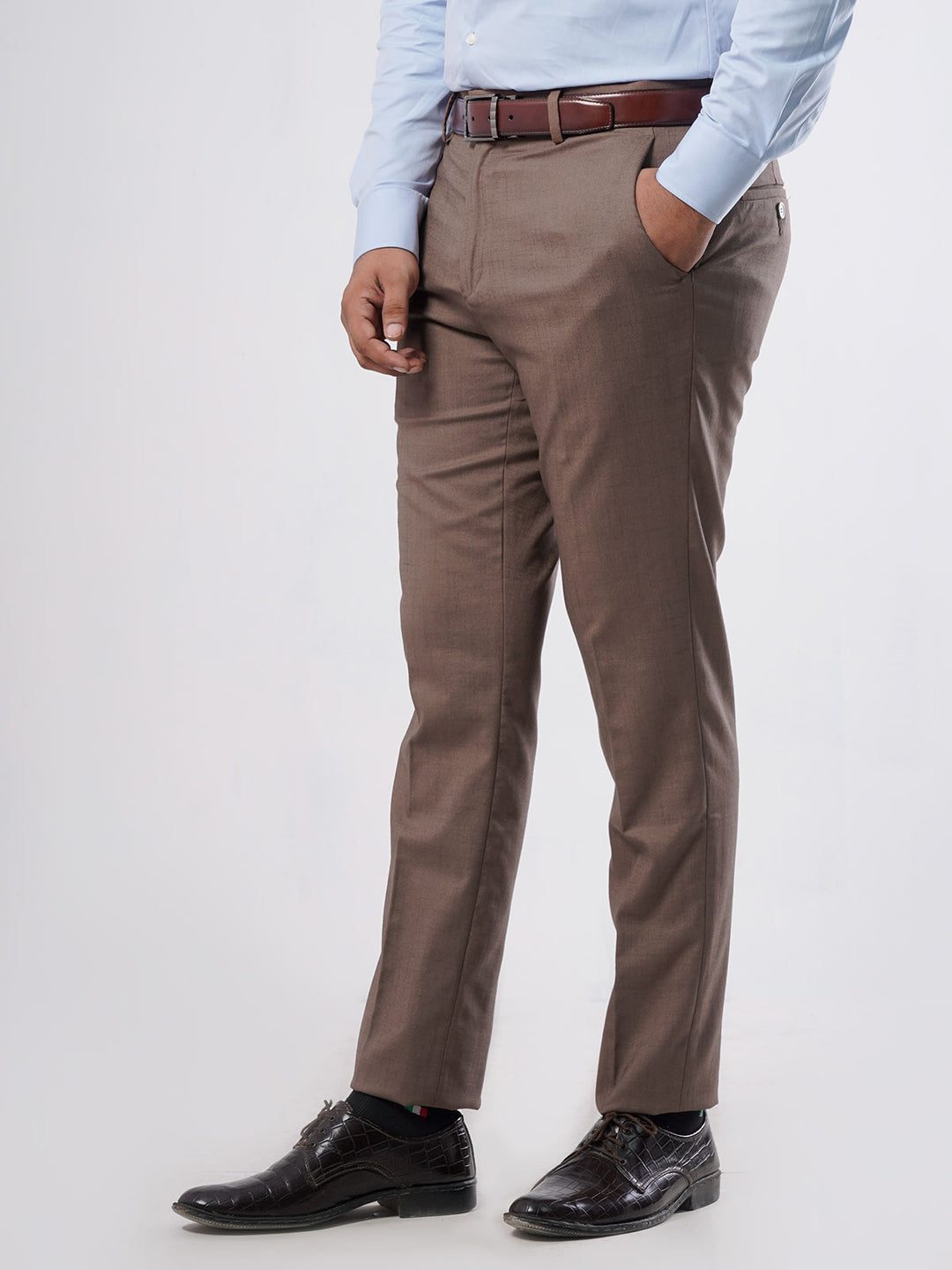 Brown Self Formal Dress Trouser (WTR-287)