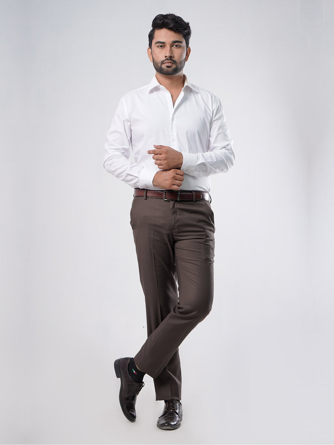 Dark Brown Self Formal Dress Trouser (WTR-291)