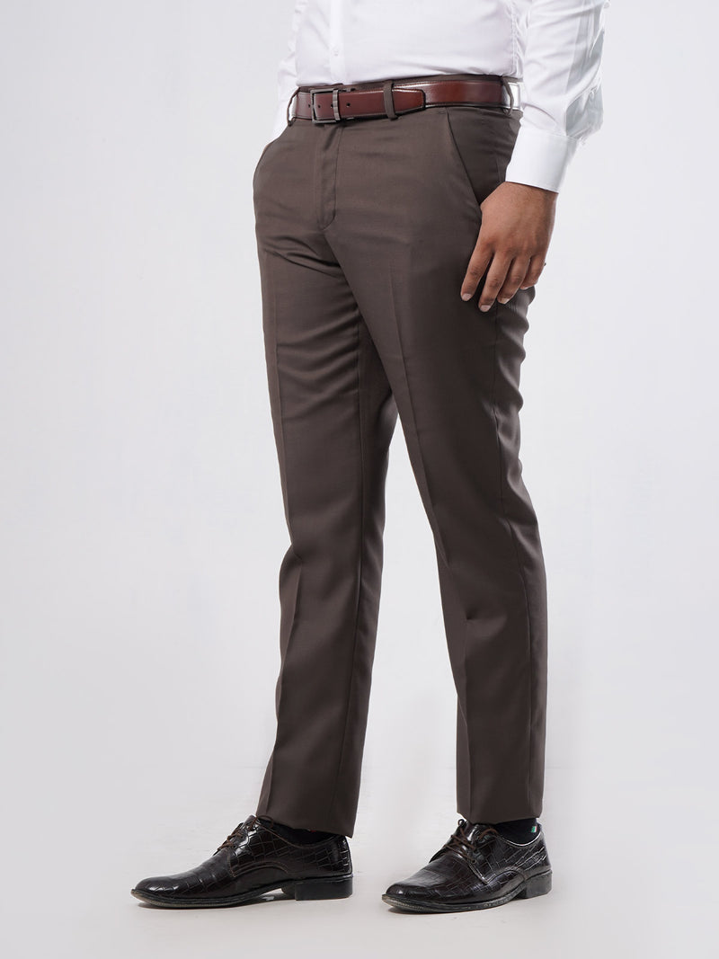 Dark Brown Self Formal Dress Trouser (WTR-291)