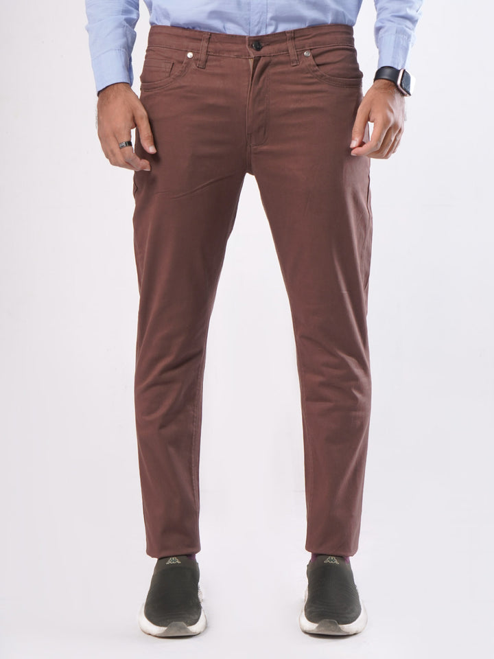 Dark Brown Plain Basic 5 Pockets Cotton Pant (BFP-23)