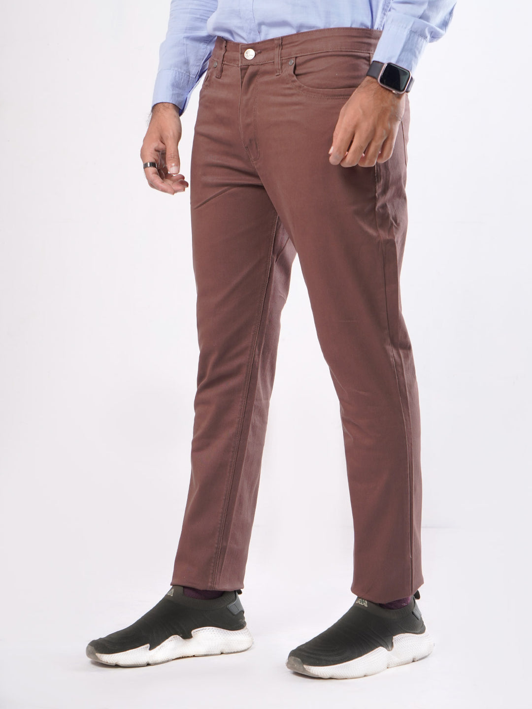 Dark Brown Plain Basic 5 Pockets Cotton Pant (BFP-23)