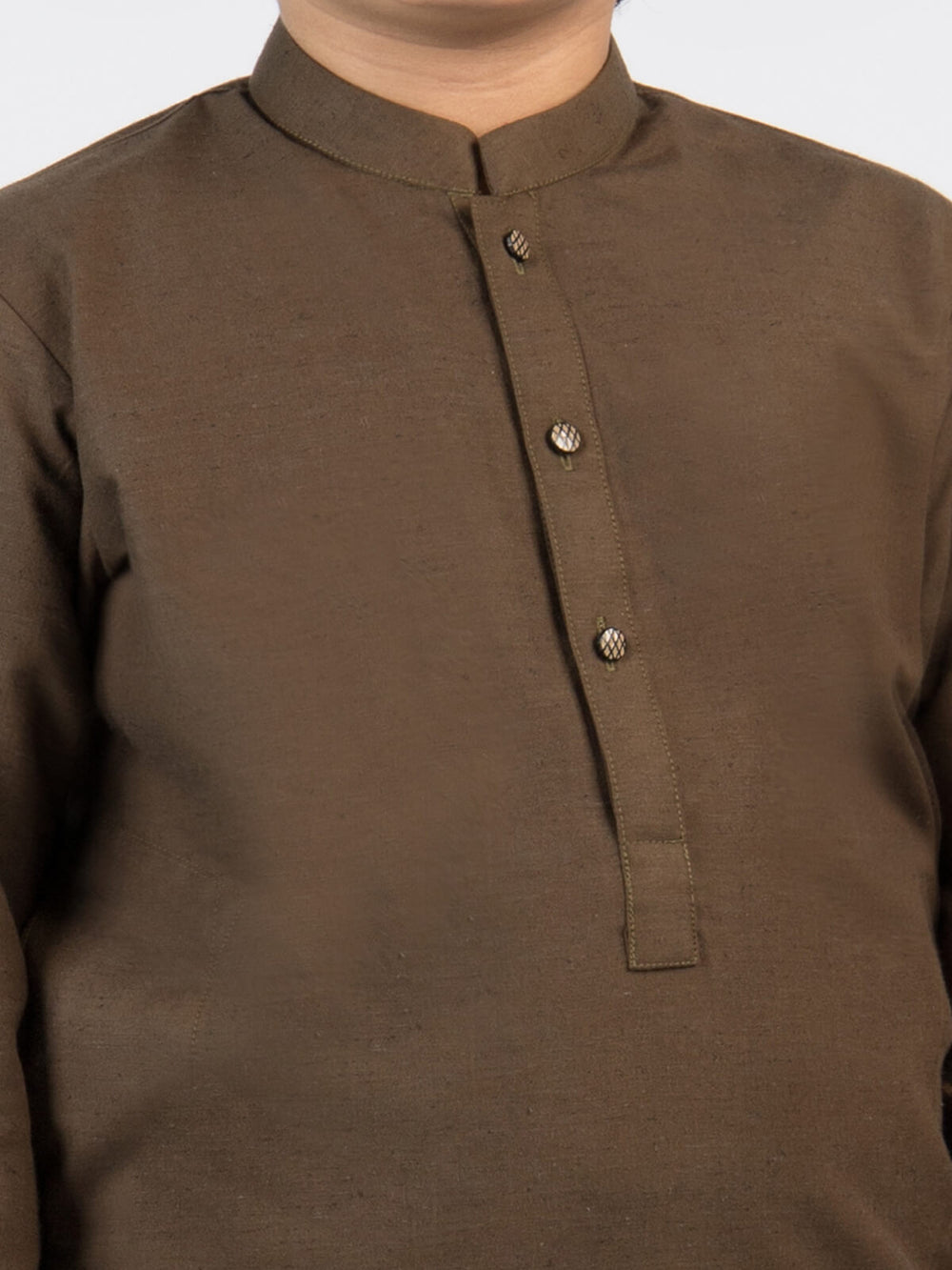 Dark Brown Textured Ban Collar Boys Shalwar Kameez (BSK-09)