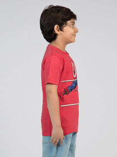 Captain America Red Boys Half Sleeves T-Shirt (BT-40)