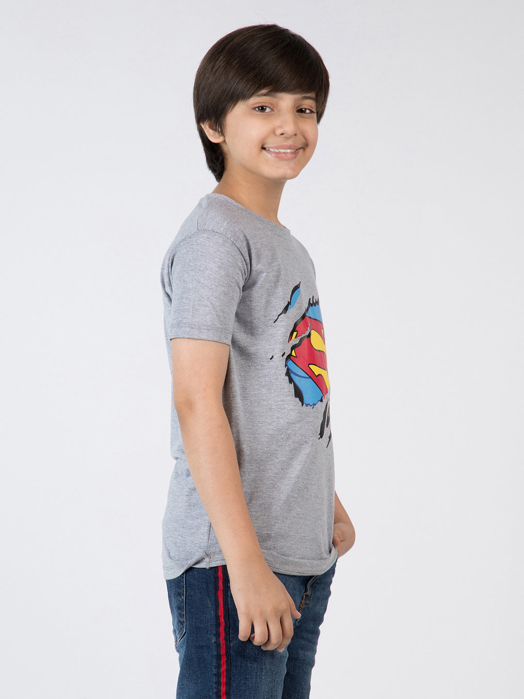 The Superman Grey Boys Half Sleeves T-Shirt (BT-43)