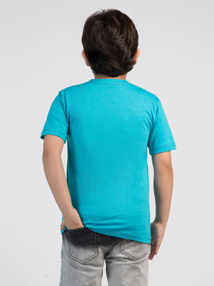 Flying Air Plane Aqua Blue Boys Half Sleeves T-Shirt (BT-44)