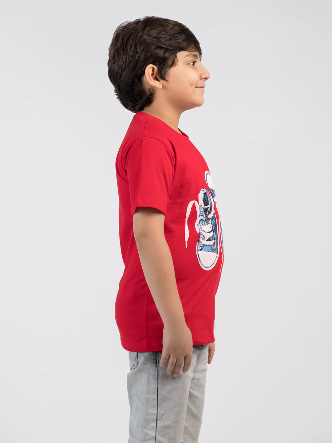 Sneakers Shoes Red Boys Half Sleeves T-Shirt (BT-45)