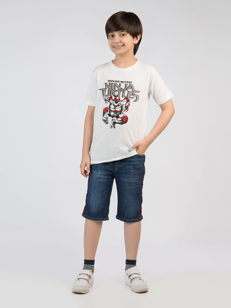 Ninja Turtles White Half Sleeves Boys T-Shirt (BT-47)