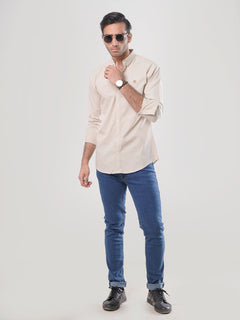 Beige Plain Button Down Casual Shirt (CSB-006)