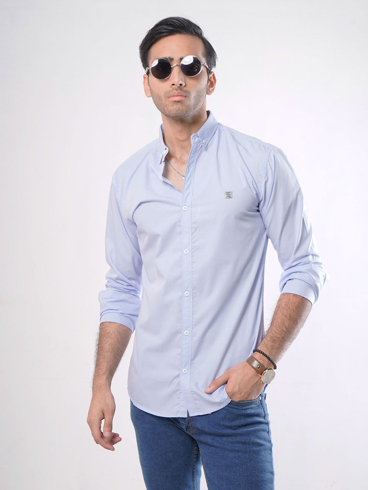 Light Blue Plain Button Down Casual Shirt (CSB-009)