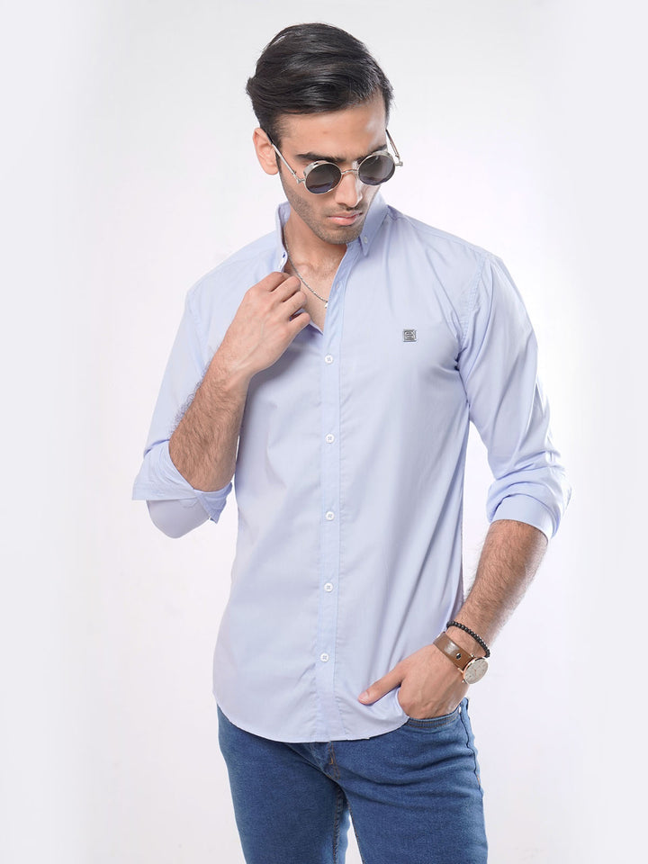 Light Blue Plain Button Down Casual Shirt (CSB-009)