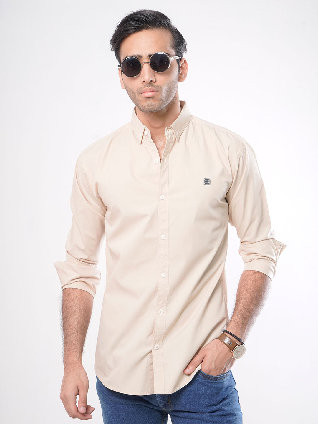 Fawn Plain Button Down Casual Shirt (CSB-010)