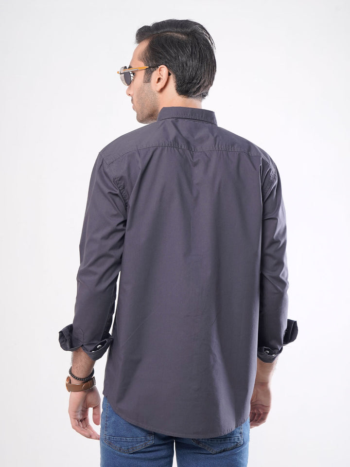 Dark Grey Plain Button Down Casual Shirt (CSB-015)