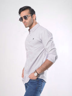 Light Grey Plain Button Down Casual Shirt (CSB-026)