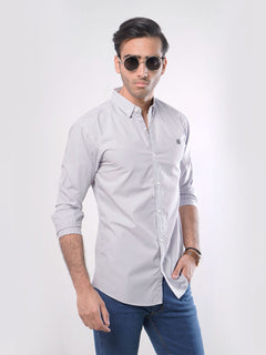 Light Grey Plain Button Down Casual Shirt (CSB-026)