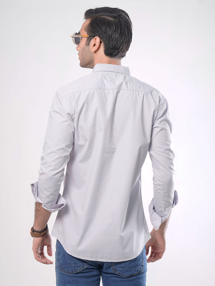 Light Grey Plain Button Down Casual Shirt (CSB-026)