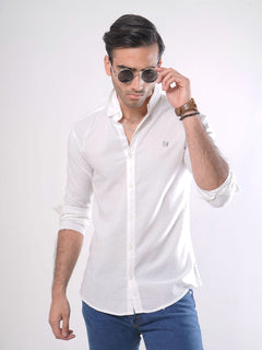 Off White Plain Button Down Casual Shirt (CSB-029)