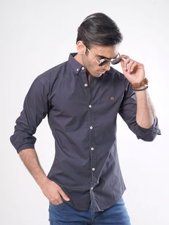 Navy Blue Plain Button Down Casual Shirt (CSB-036)