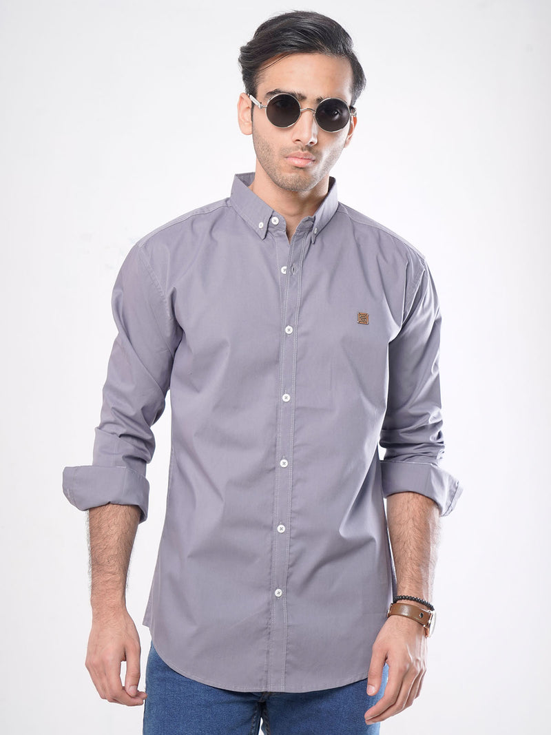 Grey Plain Button Down Casual Shirt (CSB-040)