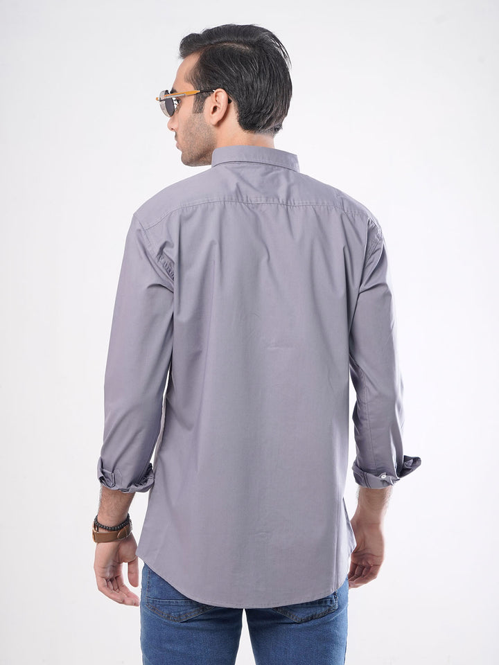 Grey Plain Button Down Casual Shirt (CSB-040)