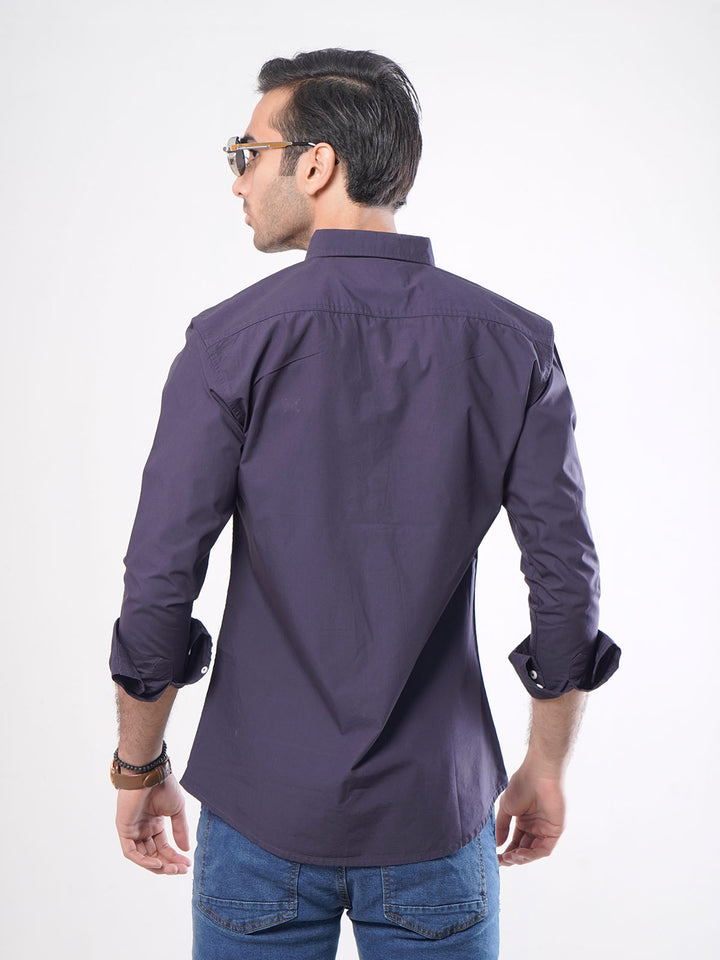 Navy Blue Plain Button Down Casual Shirt (CSB-046)