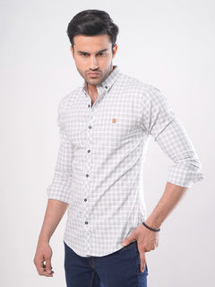 Grey Check Button Down Casual Shirt (CSC-002)