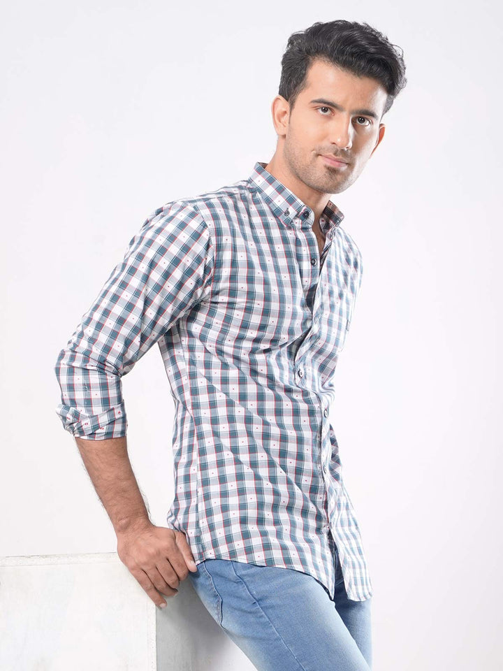 Multi Check Button Down Casual Shirt (CSC-006)