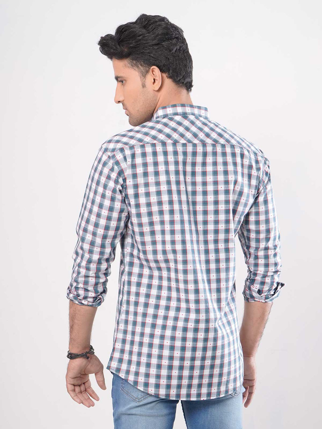 Multi Check Button Down Casual Shirt (CSC-006)