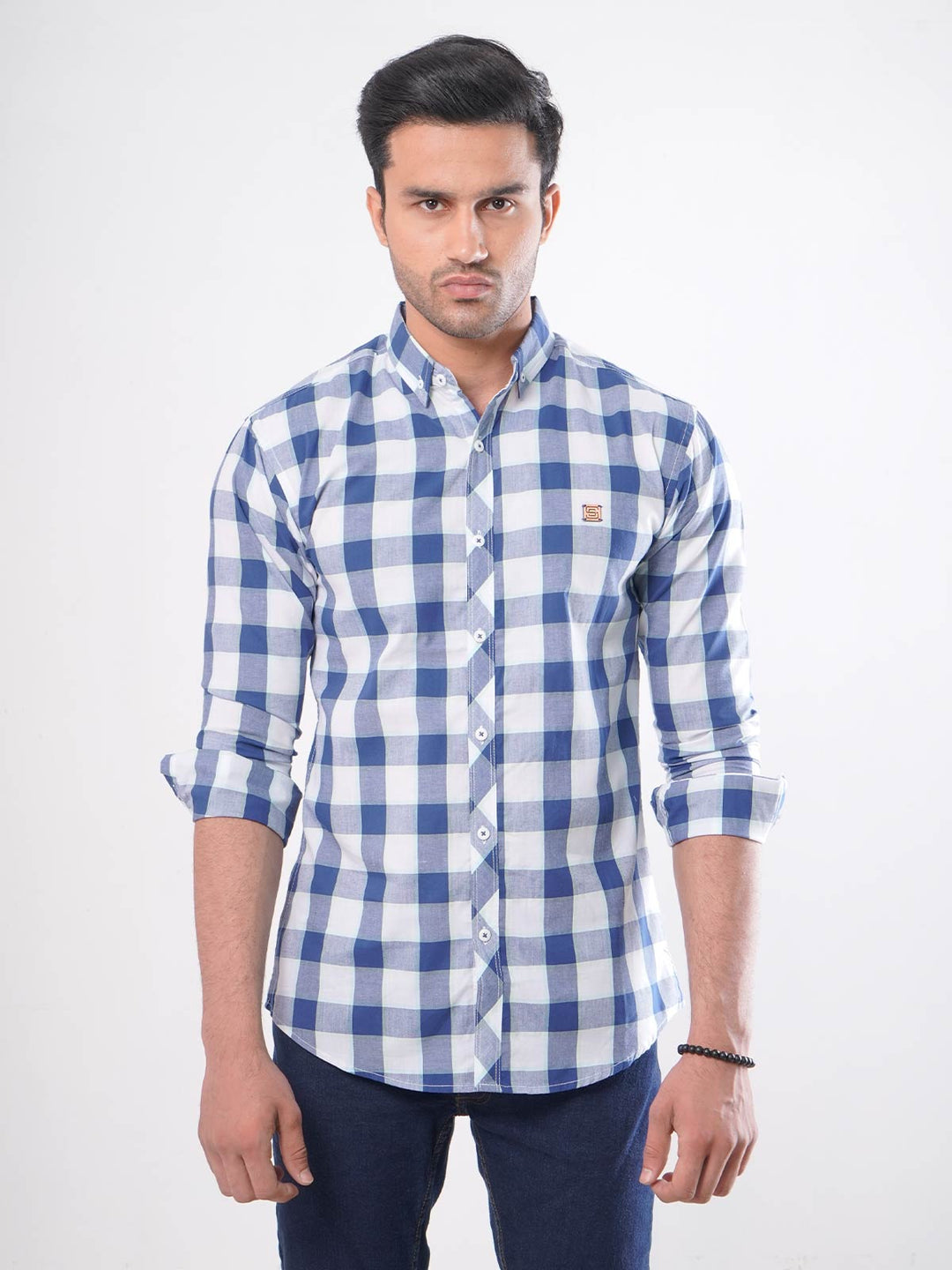 Multi Check Button Down Casual Shirt (CSC-007)