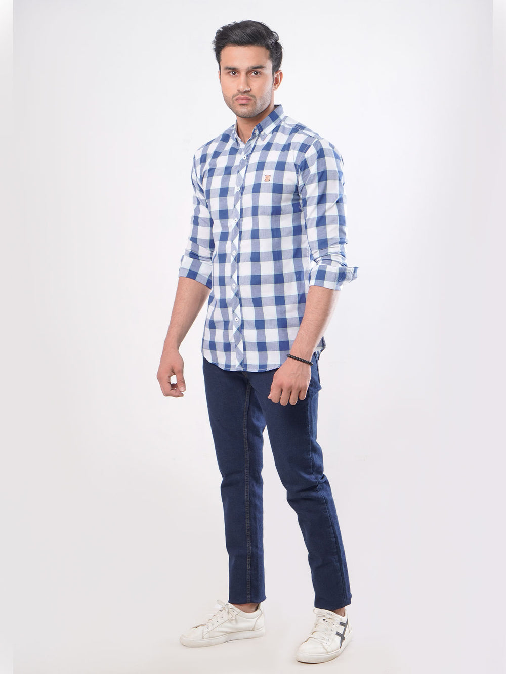 Multi Check Button Down Casual Shirt (CSC-007)