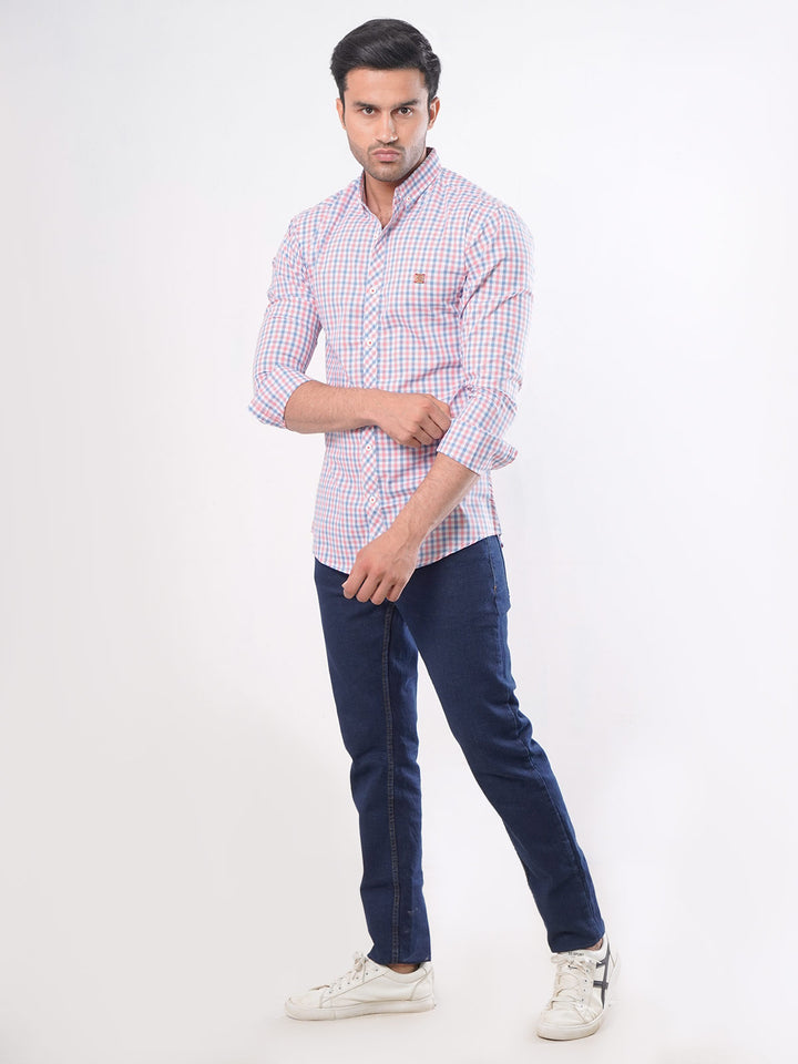 Multi Check Button Down Casual Shirt (CSC-011)