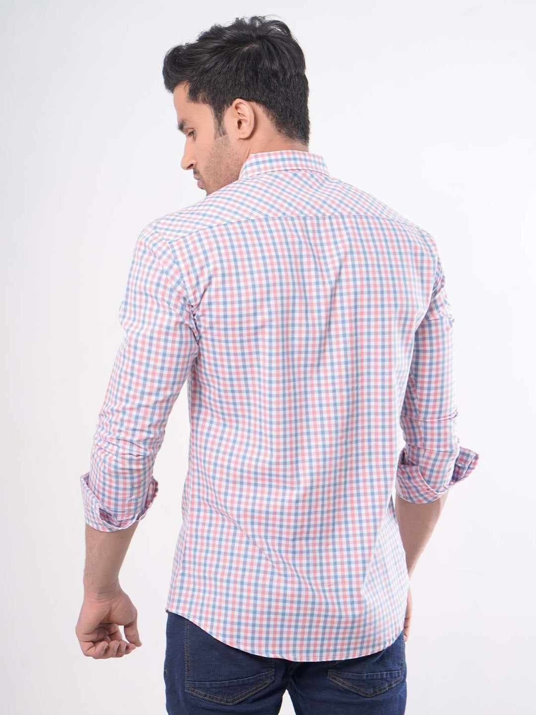 Multi Check Button Down Casual Shirt (CSC-011)