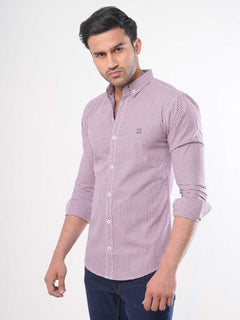 Maroon Check Button Down Casual Shirt (CSC-012)